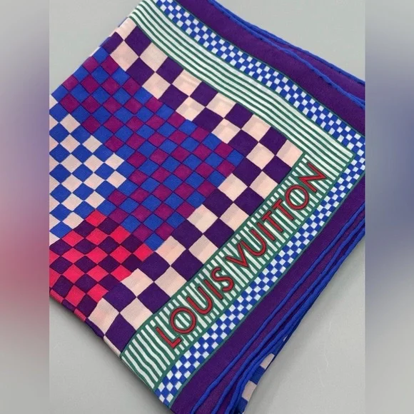 Louis Vuitton Damier Aquarelle Silk Chiffon Scarf - Picture 3 of 5